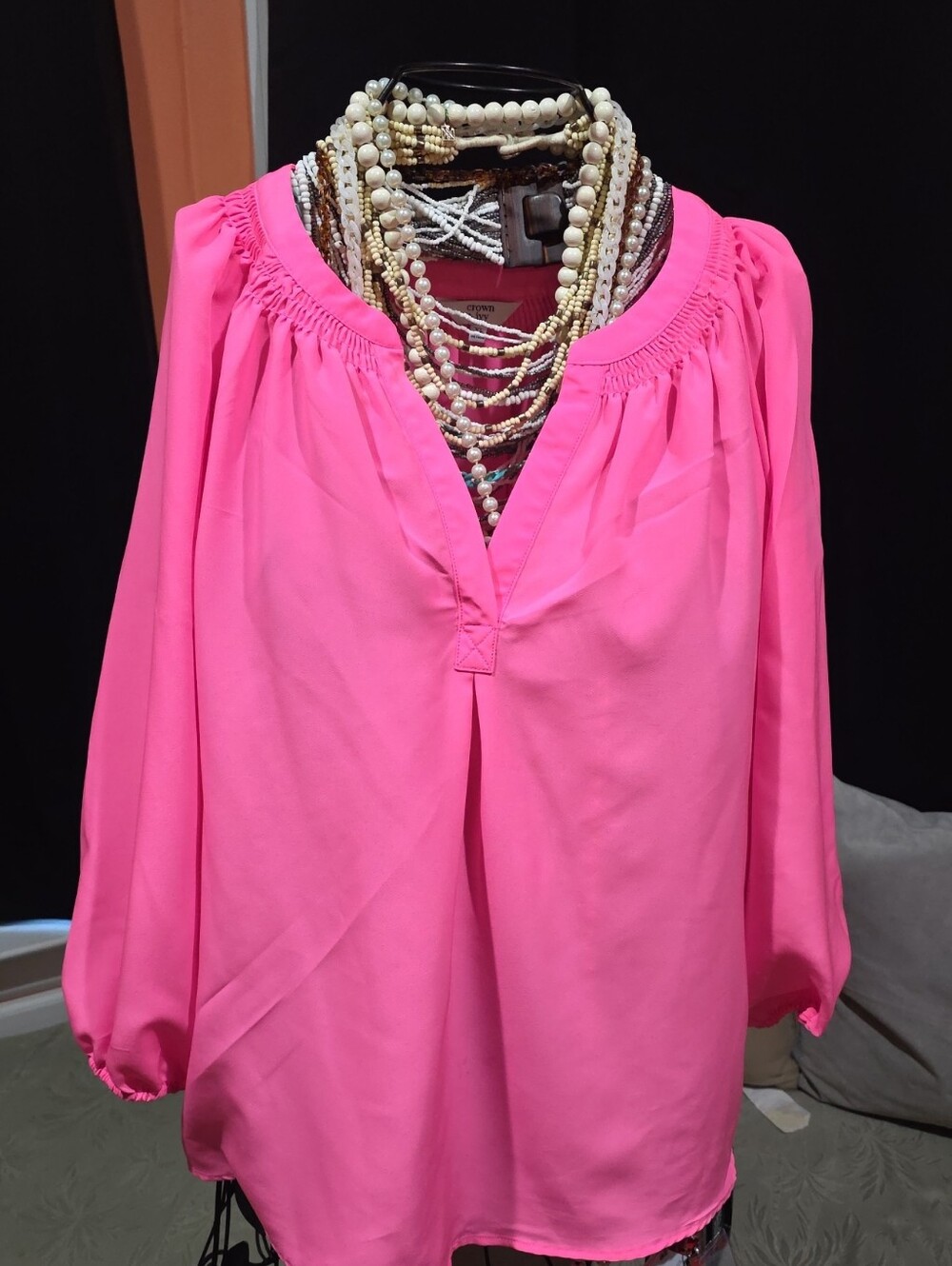 Bright Pink Peasant Blouse - Crown &Ivy